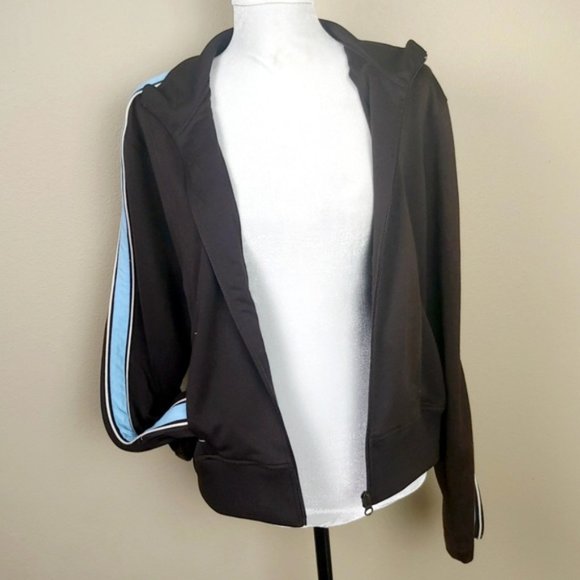 Counter Culture Brown Zip Up Jacket Blue Stripes - Picture 4 of 5